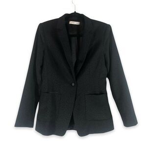 Elizabeth and James Women’s Small? Black Leopard Jacquard Blazer Wool Blend‎